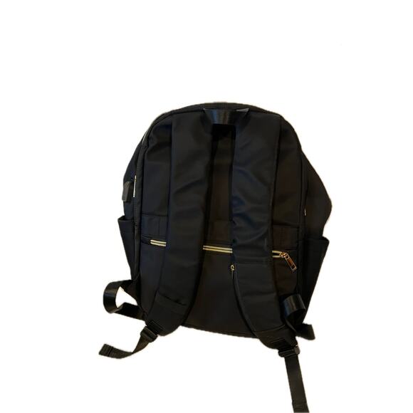 Modoker Faux Designer Padded Black Computer Backpack - Picture 2 of 6